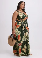 Robe maxi à motif feuilles