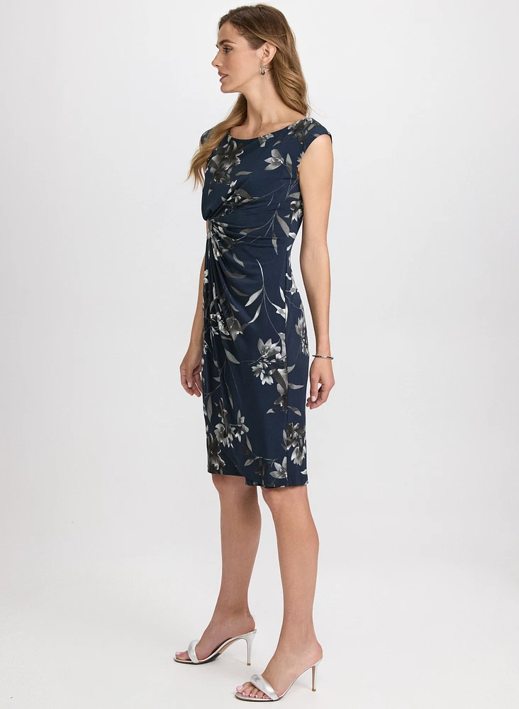 Draped Floral Dress
