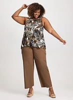 Leaf Print A-Line Top & Wide Leg Cargo Pants