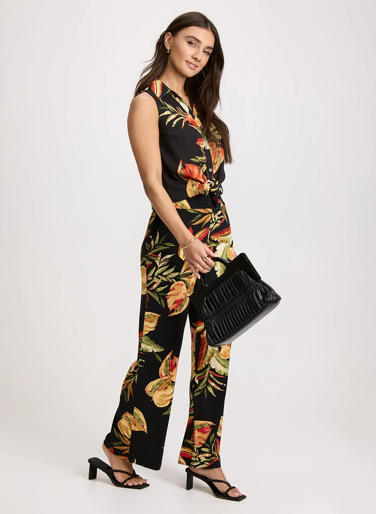 Pantalon tropical à jambe large enfiler