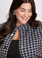 Houndstooth Mock Neck Cardigan