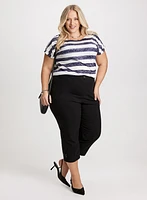 Cap Sleeve Striped T-Shirt & Bengaline Capris