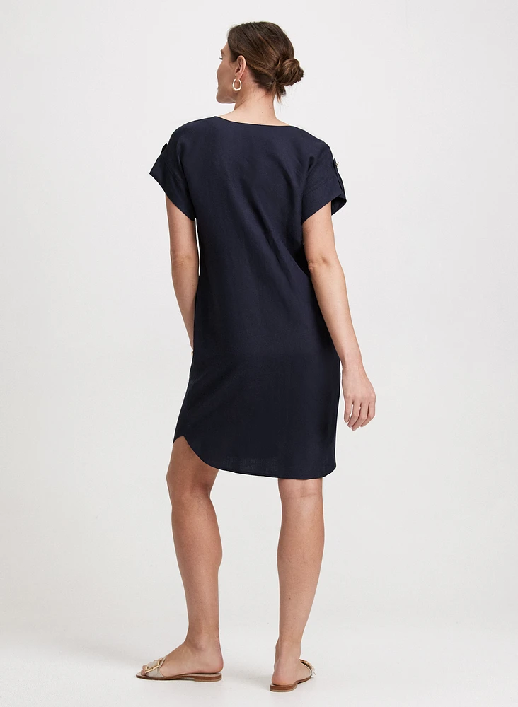 Straight Linen Blend Dress
