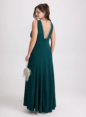 Plunging Neck Maxi Dress