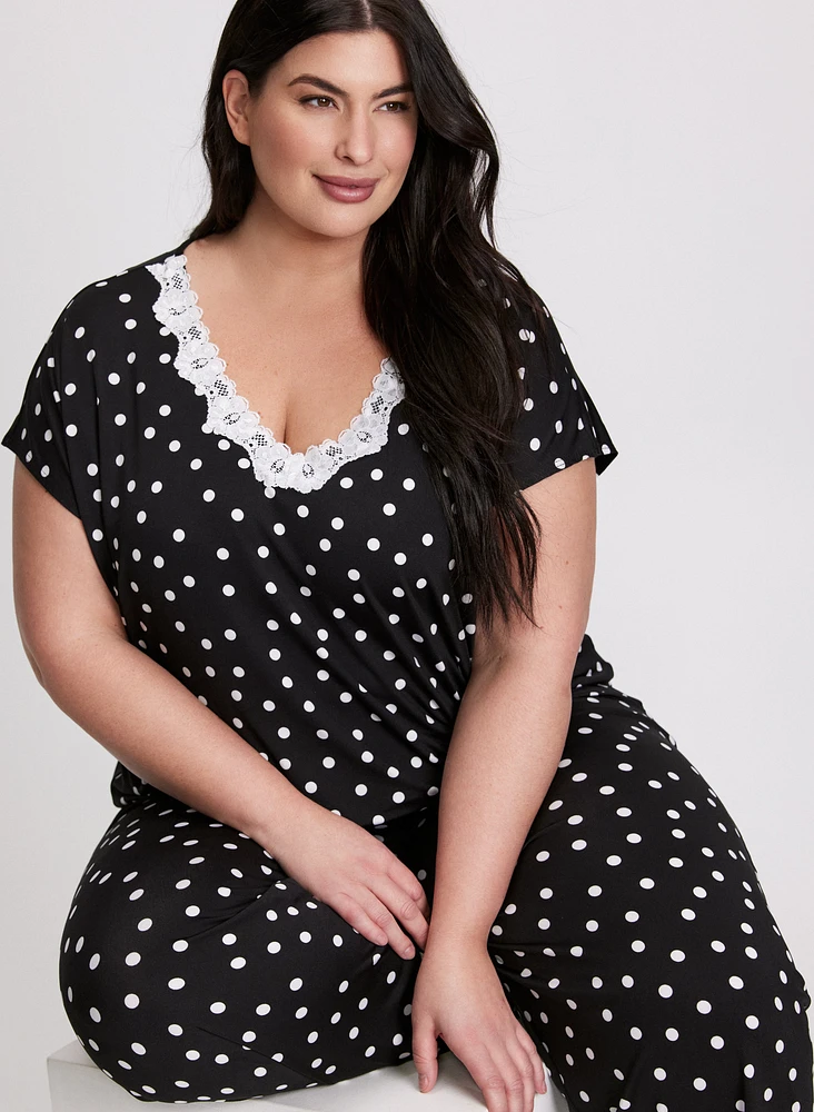 Polka Dot & Lace Pyjama Set