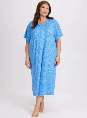 Robe de nuit à pois boutonnée