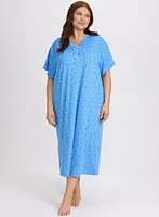 Robe de nuit à pois boutonnée