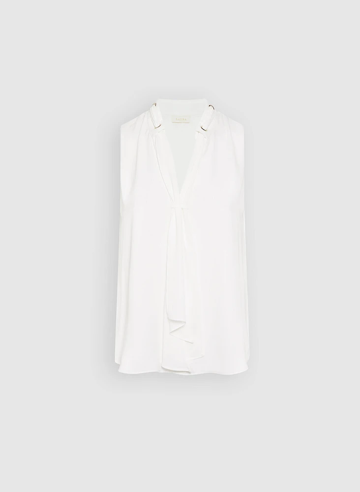 Blouse sans manches en crêpe