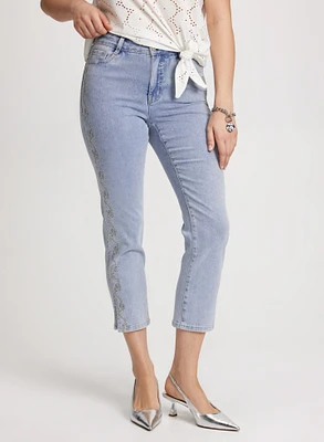 Embellished Denim Capris