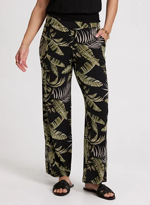 Pull-On Leaf Print Pants