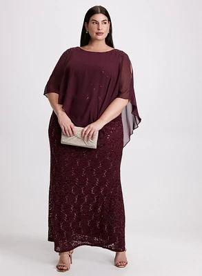 Robe maxi à poncho asymétrique et paillettes