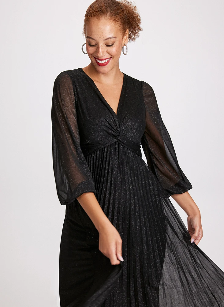 Pleated Chiffon Dress