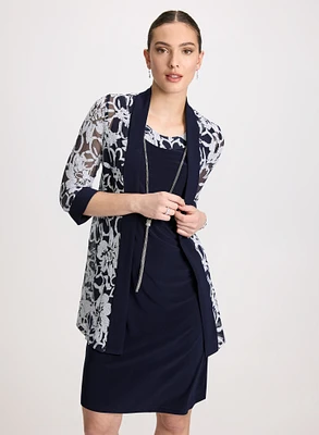 Sheer Floral Jacket & Dress Set