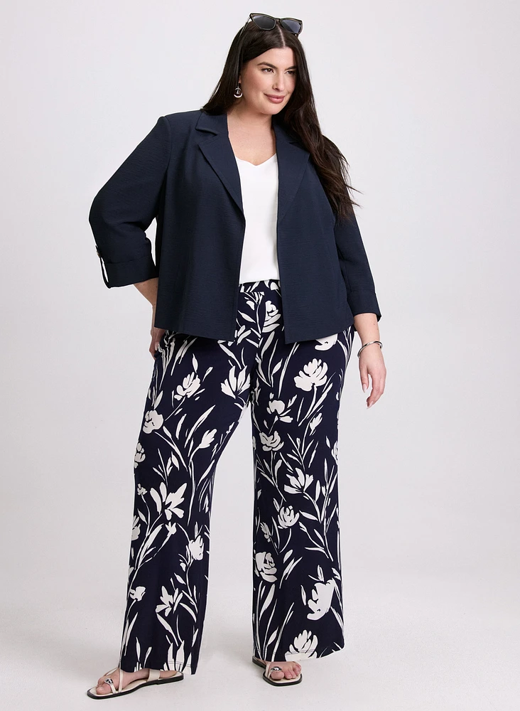 Open Crinkle Jacket & Floral Print Pants