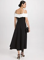 Colour Block Cold-Shoulder Dress