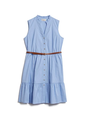 Belted Button Front Dress