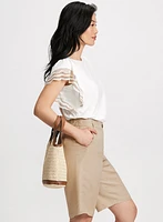 Straight Leg Linen-Blend Shorts