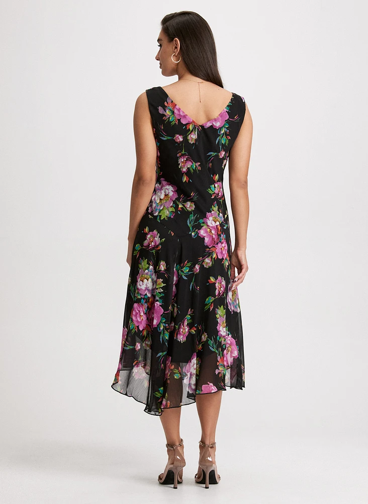 Robe asymétrique à motif floral