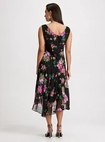 Robe asymétrique à motif floral