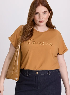 T-shirt à texte en paillettes