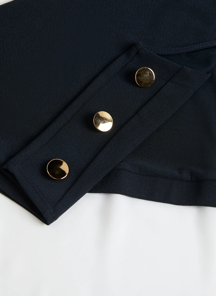 Decorative Buttons Colour Block Top