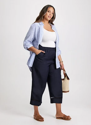 Wide Leg Linen-Blend Capris