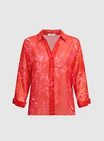 Leaf Print Chiffon Blouse