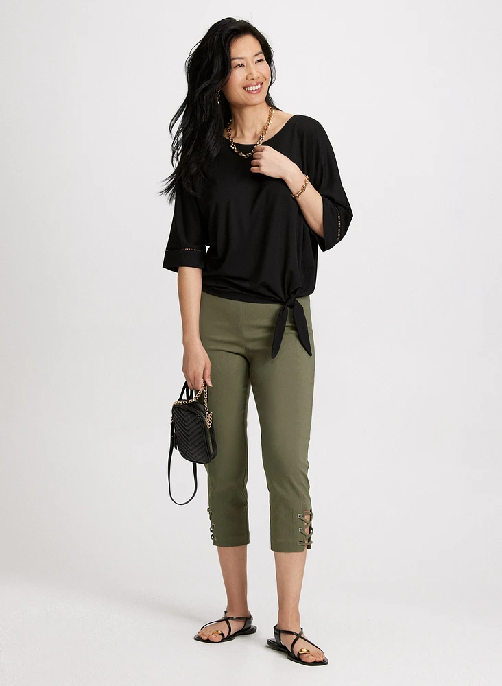 3/4 Sleeve openwork Top & Pull-On Bengaline Capris