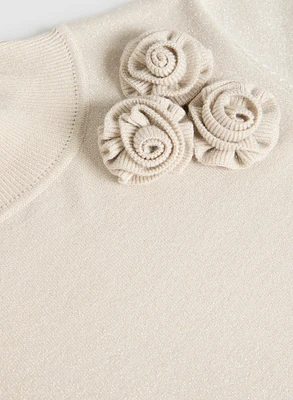 Rosette Detail Mock Neck Sweater