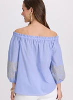 Embroidered Off-Shoulder Blouse