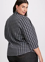 Houndstooth Mock Neck Cardigan