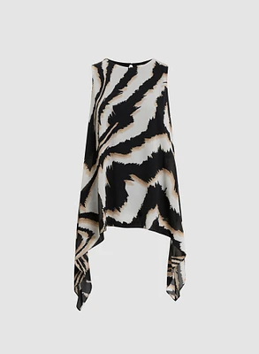 Zebra Print Asymmetric Blouse