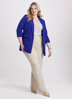 Rolled Sleeve Blazer & Wide-Leg Pants