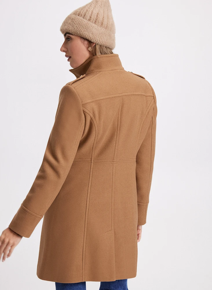 Manteau à fermeture éclair en mélange de laine