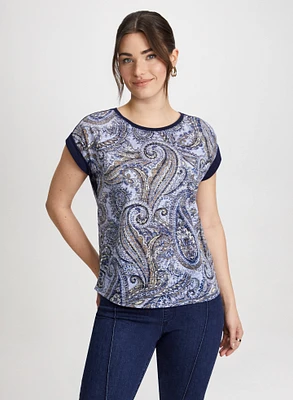 Cap Sleeve Paisley T-Shirt