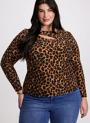 Leopard Print Cut-Out Top