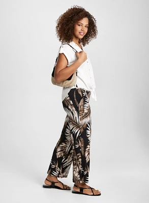 Palm Print Wide Leg Pants