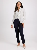 Ruffle Detail Blouse & Slim-Leg Pants