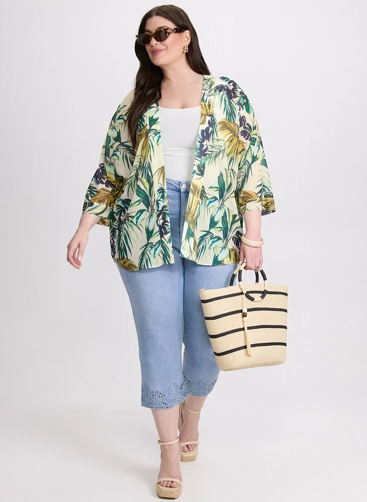 Veste en chiffon à motif tropical
