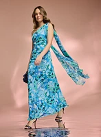 Robe drapée florale