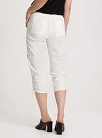 Cropped Drawstring Hem Cargo Pants