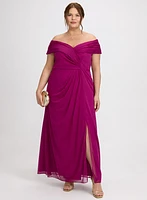 Pleated Off-Shoulder Dress
