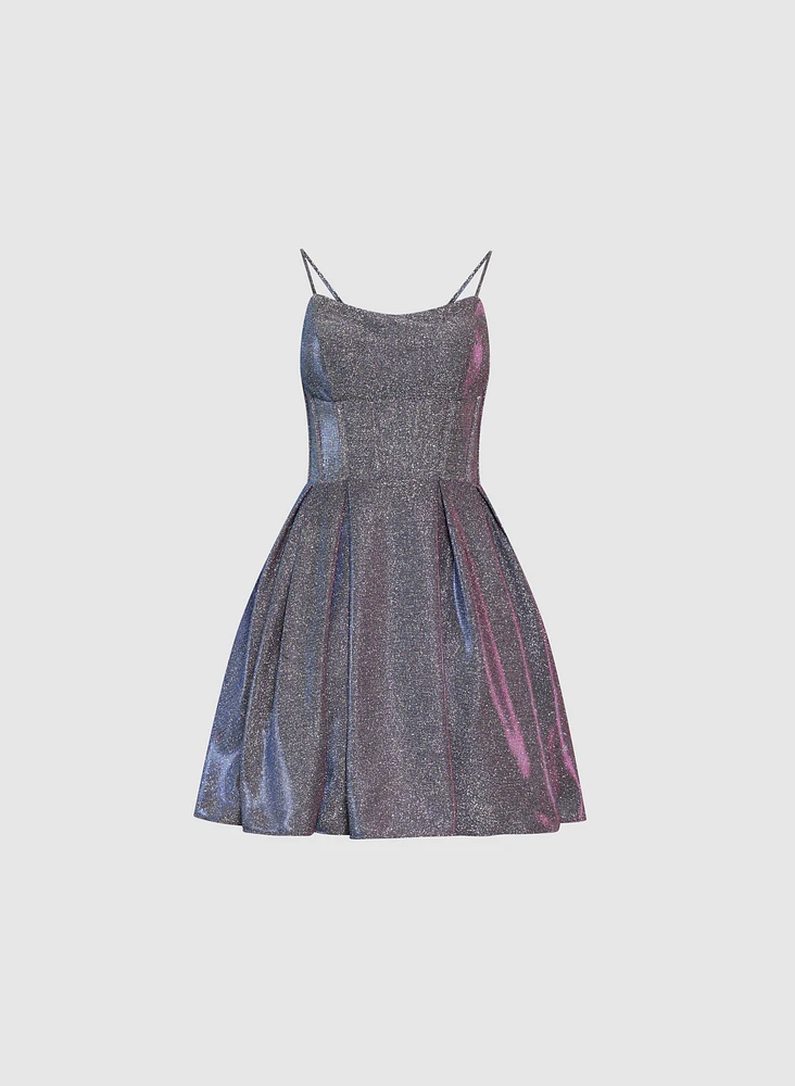 Corset-Style Glitter Dress