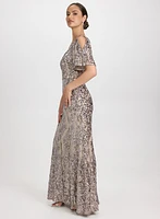 Robe à motif floral en paillettes
