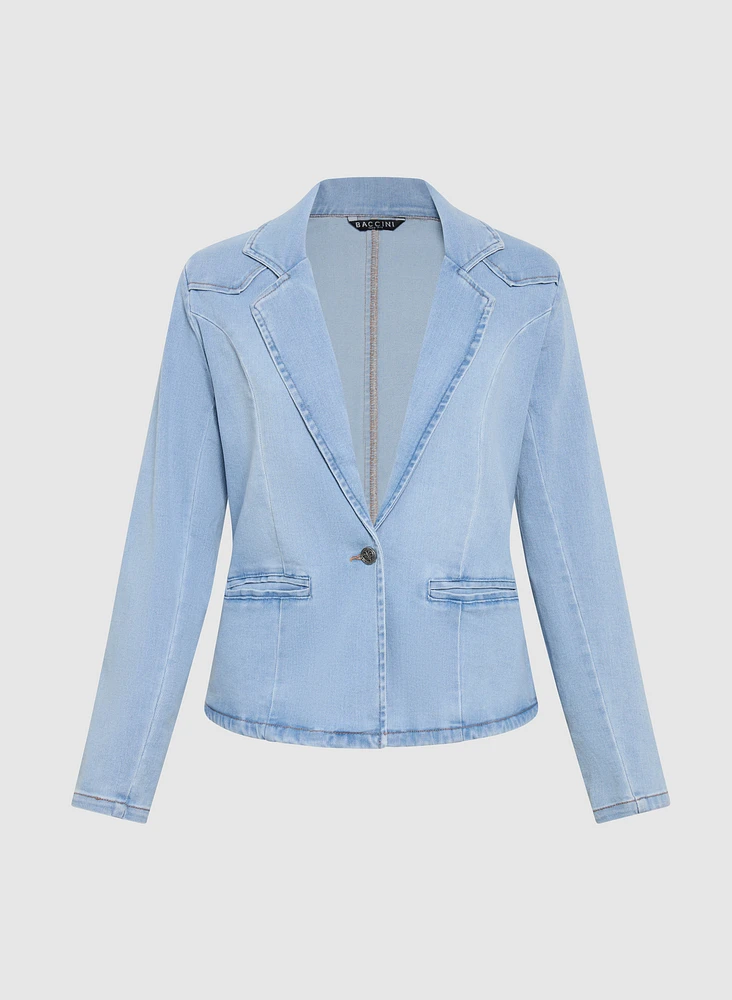 Single-Button Denim Jacket