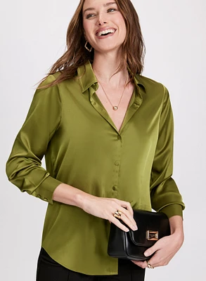 High-Low Satin Blouse