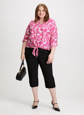 Blouse florale et pantalon à fente latérale