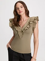 T-shirt boutonné à volants