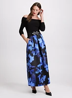 Floral Box Pleat Maxi Skirt