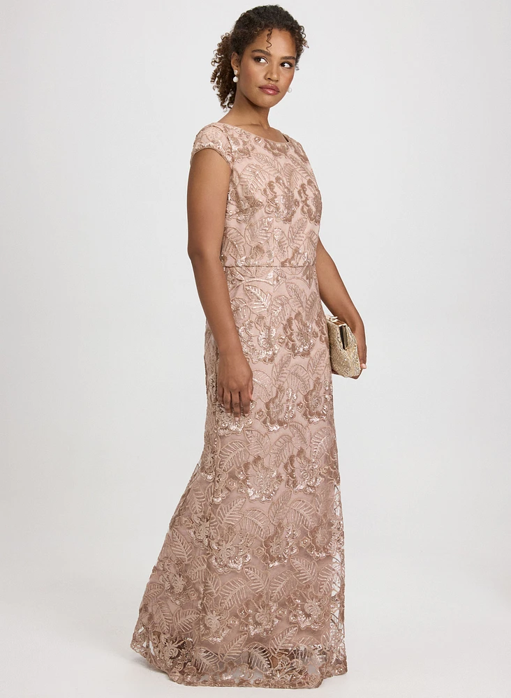 Tulle Sequined Floral Dress